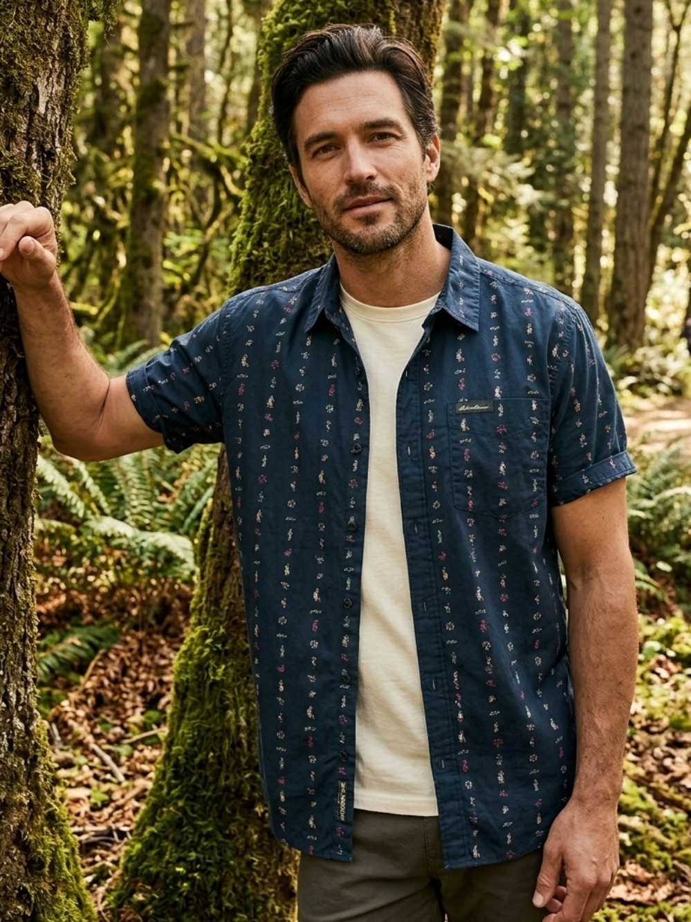 Eddie Bauer Dark Blue Sasquatch 100% Cotton Button Down